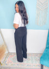 'Lola' Risen Black High Waist Wide Leg Slouchy Linen Pants-Black linen pants that can be worn from city day cool, to business casual to boardroom chic! They are lightweight, slouchy and effortlessly sleek.-Cali Moon Boutique, Plainville Connecticut