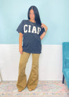 'Ciao' Black Vintage Washed Tee-Say 'Ciao' to your new favorite tee! Made from the highest quality cotton with a vintage mineral wash treatment, this tee is cute and comfy and so on trend!-Cali Moon Boutique, Plainville Connecticut