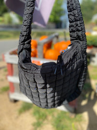 Black Quilted Oversized Hobo Tote Bag-This season's it bag in classic black to match all your Fall &amp; Winter outfits!-Cali Moon Boutique, Plainville Connecticut