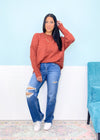 'Emma' Vervet High Waist Distressed Slim Wide Leg Jeans-These new Vervet slim wide leg jeans have the ultimate stretch we know &amp; love from Vervet with the perfect amount of distressing &amp; a medium wash denim that pairs with everything! The fit is a slim straight cut through the legs with a wider bottom opening.-Cali Moon Boutique, Plainville Connecticut