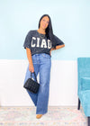 'Ciao' Black Vintage Washed Tee-Say 'Ciao' to your new favorite tee! Made from the highest quality cotton with a vintage mineral wash treatment, this tee is cute and comfy and so on trend!-Cali Moon Boutique, Plainville Connecticut