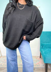 'Marlee' Black Oversized Melange Soft Sweater-Your new favorite&nbsp;everyday sweater&nbsp;has arrived! This adorable&nbsp;melange sweater&nbsp;has a relaxed oversized fit in the softest fabric. Wear over leggings or jeans and wear tucked in or out depending on the look you are going for!-Cali Moon Boutique, Plainville Connecticut