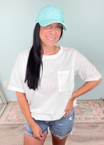 'Dylan' Off White Oversized Boyfriend Pocket Tee-You can never have enough relaxed white tees! This boyfriend style fit is perfectly oversized and ready for everyday!-Cali Moon Boutique, Plainville Connecticut
