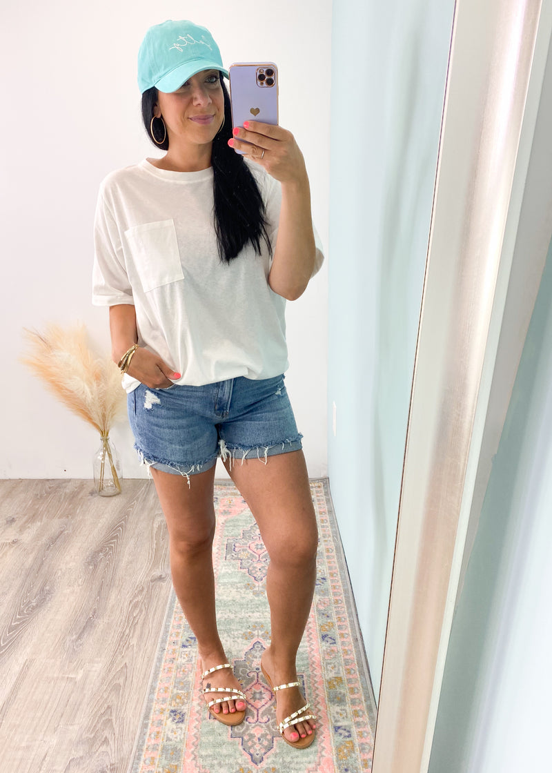 'Dylan' Off White Oversized Boyfriend Pocket Tee-You can never have enough relaxed white tees! This boyfriend style fit is perfectly oversized and ready for everyday!-Cali Moon Boutique, Plainville Connecticut