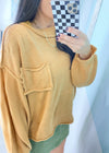 'Harvest Moon' Latte Slouchy Pocket Detail Sweater-This sweater is as easy as (a fall) pie to throw on and go at any time! The slouchy fit gives you the cozy fall vibes everytime. Wear with leggings, denim, skirts or shorts depending on the occasion!-Cali Moon Boutique, Plainville Connecticut