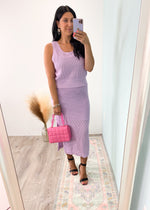 'Hot Girl Summer' Lilac Open Crochet Side Slit Midi Skirt - Matching Set!-Obvi you're in your Hot Girl Summer season! Wear this Lilac Open Crochet Midi Skirt with it's matching sleeveless top or pair it with your favorite bodysuits, tanks, denim jackets etc.-Cali Moon Boutique, Plainville Connecticut