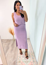 'Hot Girl Summer' Lilac Open Crochet Side Slit Midi Skirt - Matching Set!-Obvi you're in your Hot Girl Summer season! Wear this Lilac Open Crochet Midi Skirt with it's matching sleeveless top or pair it with your favorite bodysuits, tanks, denim jackets etc.-Cali Moon Boutique, Plainville Connecticut