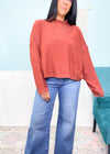 'Avery' Heather Rust Semi Cropped Slouchy Soft Sweater-Your new favorite&nbsp;everyday sweater&nbsp;has arrived! This adorable&nbsp;melange sweater&nbsp;has a relaxed oversized fit in the softest fabric. Wear over leggings or jeans and wear tucked in or out depending on the look you are going for!-Cali Moon Boutique, Plainville Connecticut