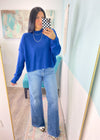 'Avery' Heather Navy Semi Cropped Slouchy Soft Sweater-Your new favorite&nbsp;everyday sweater&nbsp;has arrived! This adorable&nbsp;melange sweater&nbsp;has a relaxed oversized fit in the softest fabric. Wear over leggings or jeans and wear tucked in or out depending on the look you are going for!-Cali Moon Boutique, Plainville Connecticut