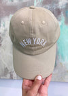 Tan New York Baseball Hat-Tan New York Baseball Hat-Cali Moon Boutique, Plainville Connecticut