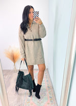 'Mirabelle 'Oversized Mocha Henley Sweater Dress-Stay comfy for the Holidays and beyond in this soft & cozy sweater dress with added collar and henley button details. Wear super casual with sneakers & combat boots or dress it up with tights, tall boots and a leather jacket!-Cali Moon Boutique, Plainville Connecticut