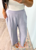 'The Hamptons' Lavender Blue Linen Tube Top & Wide Leg Pant Set-This set has all the easy breezy Summer beachy vibes! The lightweight linen like fabric paired with the pretty lavender blue color is a Summer dream! Mix and match the top and bottoms to make many different outfits.-Cali Moon Boutique, Plainville Connecticut