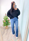 'All in the Details' Black Oversized Cable Sleeve Sweater-The unique cable knit balloon sleeves elevates this black sweater and allows you to dress it up or wear super casual. This amazingly soft sweater will be a new fav.-Cali Moon Boutique, Plainville Connecticut