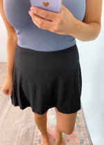'At First Sight' Black Soft & Stretchy Athleisure Skort-This skort has the most amazing butter soft and stretchy fabric! Your cutest athleisure looks await. Comfort for all day wear while splaying sports, exploring new cities or running around with the kids!-Cali Moon Boutique, Plainville Connecticut