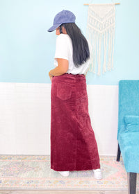 'Dorothy' Ruby Chenille Brushed Stretch Maxi Skirt-The unique cable knit balloon sleeves elevates this hunter green sweater and allows you to dress it up or wear super casual. This amazingly soft sweater will be a new fav.-Cali Moon Boutique, Plainville Connecticut