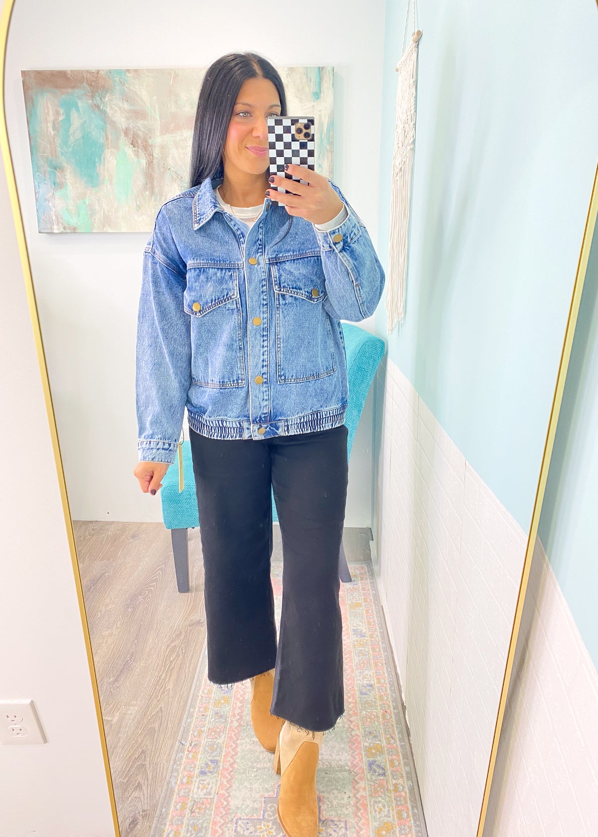 'Johnny' Medium Wash Oversized Jean Jacket-Your new favorite&nbsp;everyday sweater&nbsp;has arrived! This adorable&nbsp;melange sweater&nbsp;has a relaxed oversized fit in the softest fabric. Wear over leggings or jeans and wear tucked in or out depending on the look you are going for!-Cali Moon Boutique, Plainville Connecticut