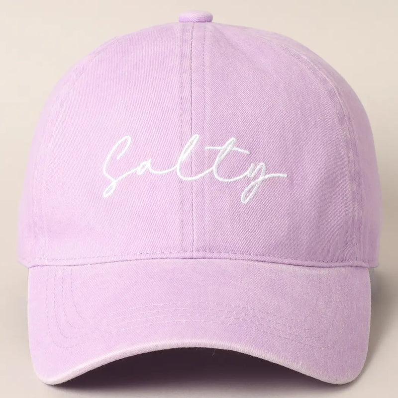 Pastel Lavender 'Salty' Embroidered Baseball Hat-A perfect & adorable baseball style hat for the salty air lovers! A great Summer & beach hat!-Cali Moon Boutique, Plainville Connecticut