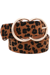 Leopard Faux Fur Double Ring Belt-Cali Moon Boutique, Plainville Connecticut