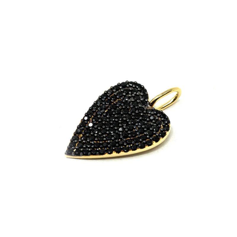 Moody Black Crystal Heart Necklace Charm-Moody heart charm features sparkly black crystals. Removable and interchangeable to layer with other charms on your favorite necklaces! Looks great with our Baby Ball, Skinny Rope and Mini Paperclip Chains! -Cali Moon Boutique, Plainville Connecticut