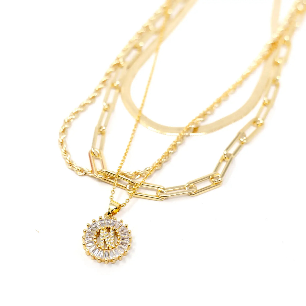 Mini Radiant Initial Necklace-Mini Radiant Initial Necklace, Initials surrounded by a circular crystal design that shines. Wear to represent yourself, kids, spouse, pets etc.!-Cali Moon Boutique, Plainville Connecticut