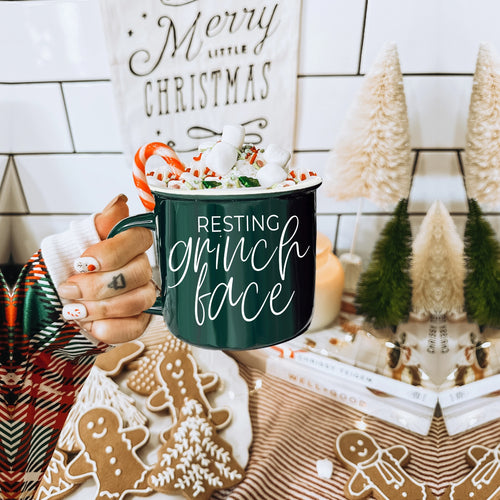'Resting Grinch Face' Green Double Sided Mug-'Resting Grinch Face' Green Double Sided Mug-Cali Moon Boutique, Plainville Connecticut