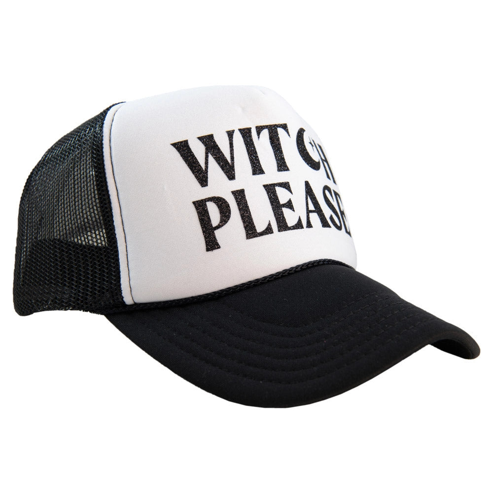 'Witch Please'Black & White Foam Trucker Hat-A bewitching accessory for the Halloween lover! Show off your witchy side in this foam black and white trucker style hat.-Cali Moon Boutique, Plainville Connecticut