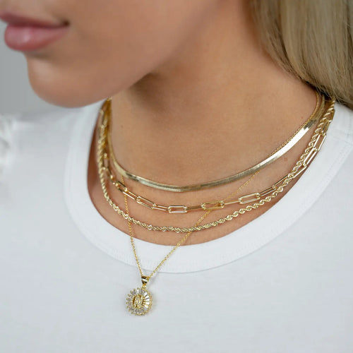 Skinny Herringbone Chain Necklace 18"-This herringbone necklace is perfect for layering and everyday! 
-Cali Moon Boutique, Plainville Connecticut