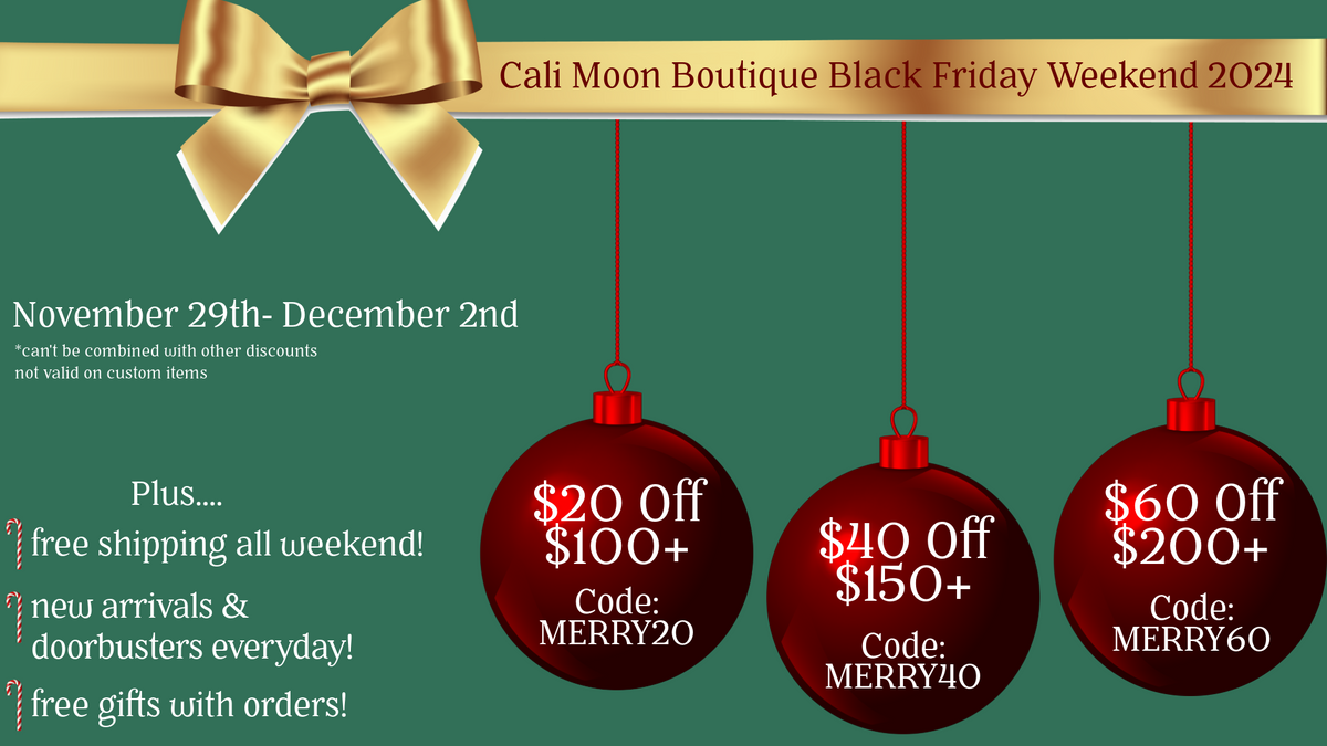 Black Friday Weekend 2024!-Cali Moon Boutique, Plainville Connecticut