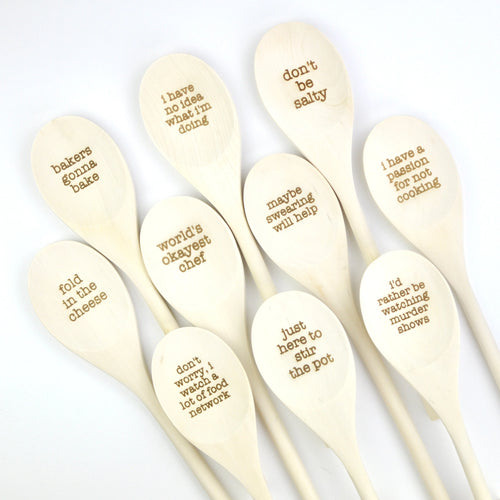 'Don't Be Salty' Wooden Spoon-*FINAL SALE* 'Don't Be Salty' Wooden Spoon 12 Inch long wooden spoon 'Don't Be Salty' Wooden Spoon Engraved Laser engraved so words will not rub off Made in the U.S.A.-Cali Moon Boutique, Plainville Connecticut