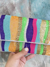 Multi Pop Color Wave Design Seed Bead Bag