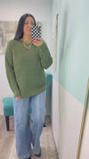 *DOORBUSTER* 'Wendi' Olive Green Waffle Knit Round Neck Sweater