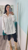 'Milan' White Oversized Boyfriend Fit Button Down Shirt