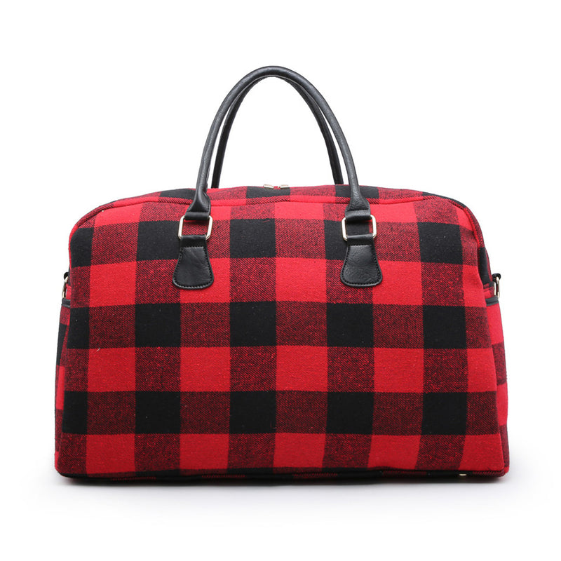 Red/Black Buffalo Plaid Weekender Duffle Bag-Cali Moon Boutique, Plainville Connecticut