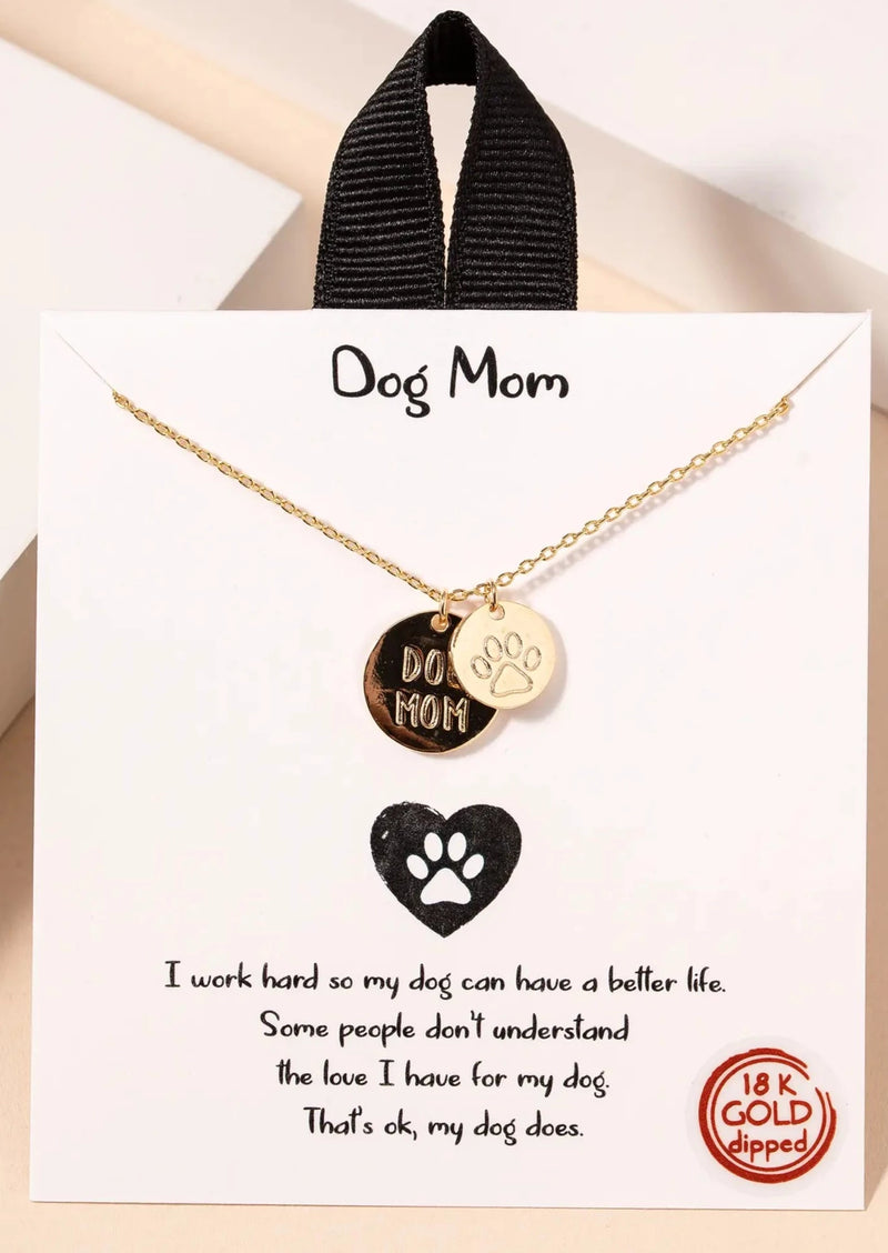 Dog Mom Paw Charm Necklace-Cali Moon Boutique, Plainville Connecticut