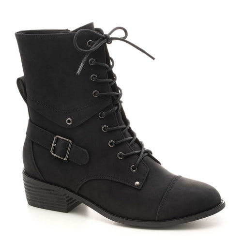 'Hocus Pocus' Black Tie Up Buckle Boot-Cali Moon Boutique, Plainville Connecticut