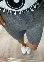 'Clean Slate' Gray Seamless Activewear Lounge Biker Shorts-Cali Moon Boutique, Plainville Connecticut