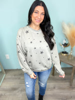 'Starry Night' Gray Star Print French Terry Sweatshirt-Cali Moon Boutique, Plainville Connecticut