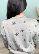 'Starry Night' Gray Star Print French Terry Sweatshirt-Cali Moon Boutique, Plainville Connecticut