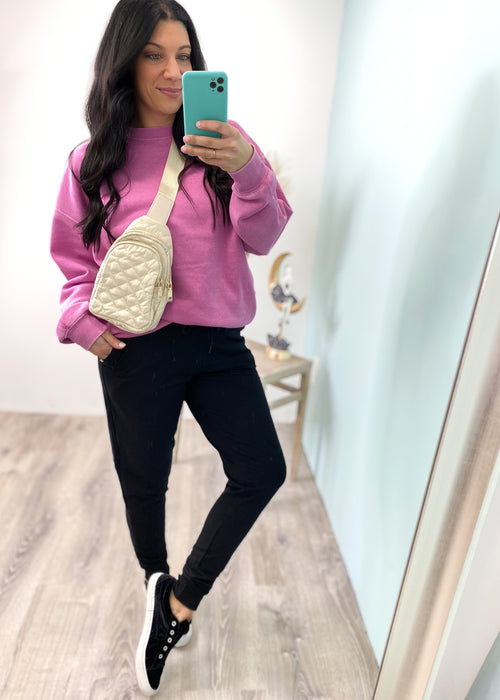 Cream Quilted Puffer Bum Belt Bag-Cali Moon Boutique, Plainville Connecticut