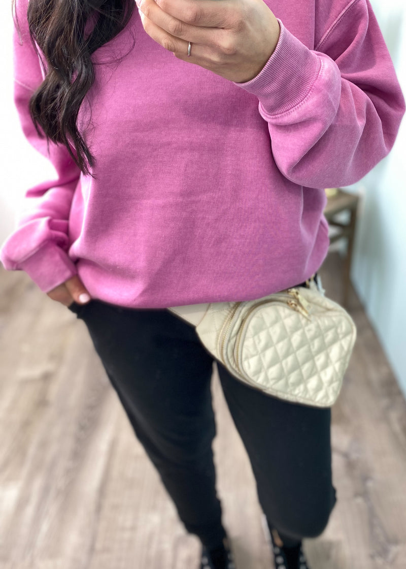 Cream Quilted Puffer Bum Belt Bag-Cali Moon Boutique, Plainville Connecticut