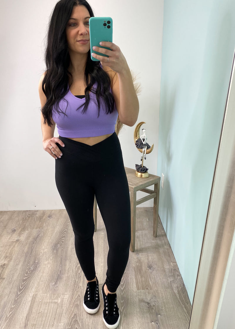'The Crossover' Black Butter Soft V-Waist High Waist Leggings-Cali Moon Boutique, Plainville Connecticut