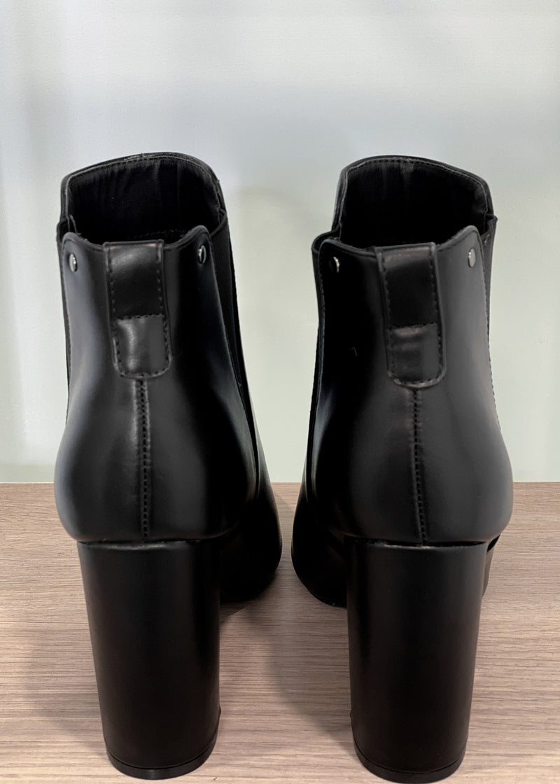 'Witchy' Black Faux Leather Elastic Side Pointy Toe Bootie-Cali Moon Boutique, Plainville Connecticut