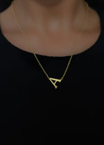 Gold Angled Monogram Necklace-Cali Moon Boutique, Plainville Connecticut