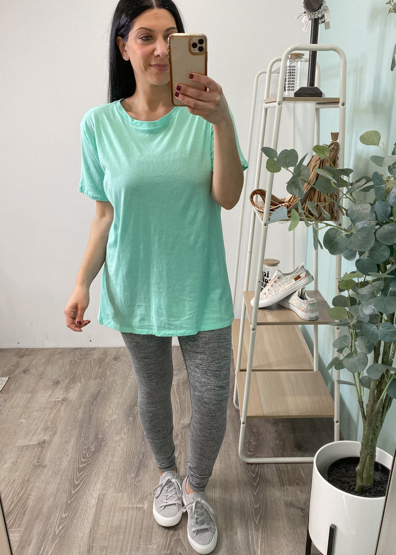 'The Every Day' Mint Lightweight Crewneck Tee-Cali Moon Boutique, Plainville Connecticut