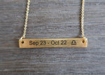 Zodiac Gold Bar Necklace-Necklace layering, Zodiac sign necklace, zodiac necklace, zodiac bar necklace, Capricorn necklace, Aquarius necklace, Pisces necklace, Aries necklace, Gemini necklace, Cancer Necklace, Leo necklace, Virgo necklace, Libra necklace, Scorpio necklace, Sagittarius Necklace, Taurus necklace, zodiac sign jewelry-Cali Moon Boutique, Plainville Connecticut