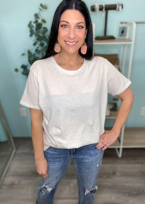'The Every Day' Bone Lightweight Crewneck Tee-Cali Moon Boutique, Plainville Connecticut