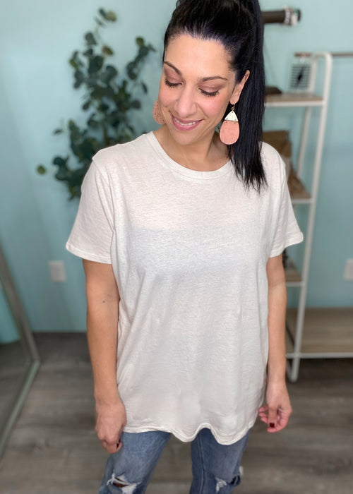'The Every Day' Bone Lightweight Crewneck Tee-Cali Moon Boutique, Plainville Connecticut