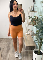 'Right Path' Orange Sherbet High Waist Active Biker Shorts-Cali Moon Boutique, Plainville Connecticut