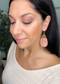 Peach Teardrop Cork Earrings-Cali Moon Boutique, Plainville Connecticut