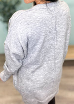 'Marlee' Heather Gray Oversized Melange Pocket Sweater-Cali Moon Boutique, Plainville Connecticut